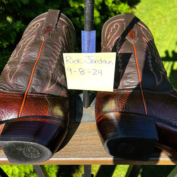 Lucchese 1883 Reddish Brown Ostrich Leg in a Snip Toe & Men's Size 8.5D - Picture 8 of 10